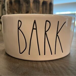 Rae Dunn White Dog Bowl, 'BARK’